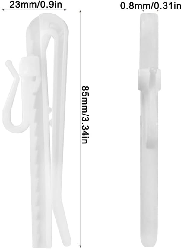 60 Stykker Plastgardinkroker - Justerbare Foldekroker - 85mm