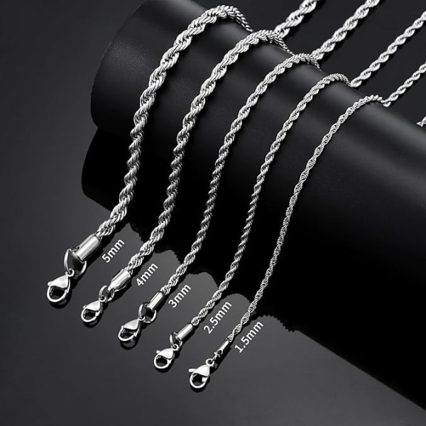 18k ægte guldbelagt ankerkæde 2,5 mm rustfrit stål Twist Chain halskæde til mænd kvinder 18 tommer