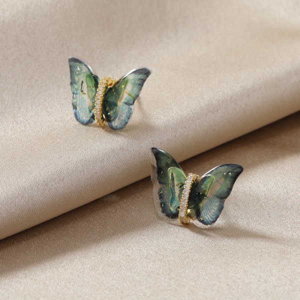 Akryl set med timantti delikat vintage temperamenttitila hopea furu kvinnliga örhängen CDQ