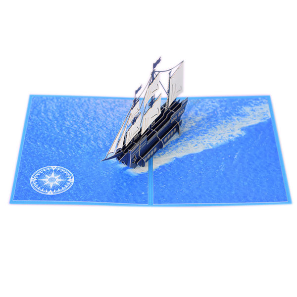 CDQ Segelbåt 3D Pop Up Card, Gratulationskort, Tackkort, Båt