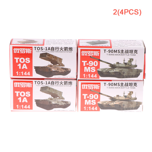 F?r pojkar 1/4PCS 1/144 T-90MS Tankmodell TOS Military Fighting Multicolor 4PCS