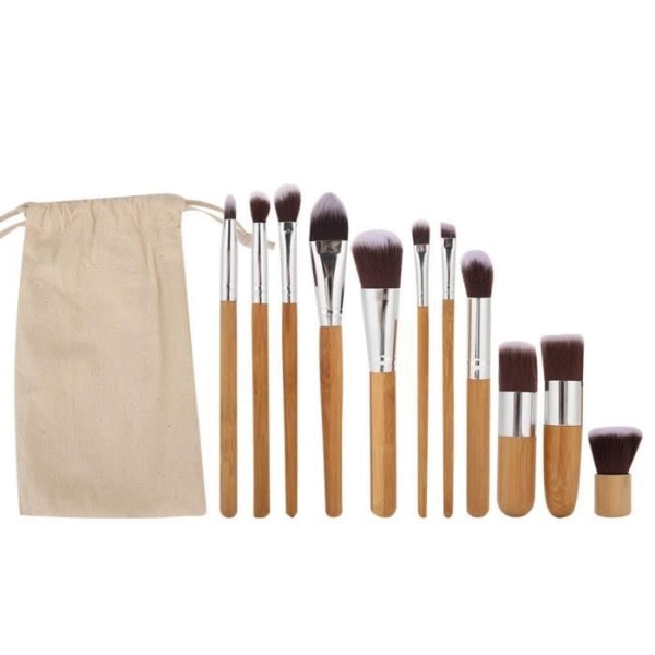 11. enkla fiberhårborstar med træhåndtag, kosmetisk borste med fin tekstur, for professionel makeupartister