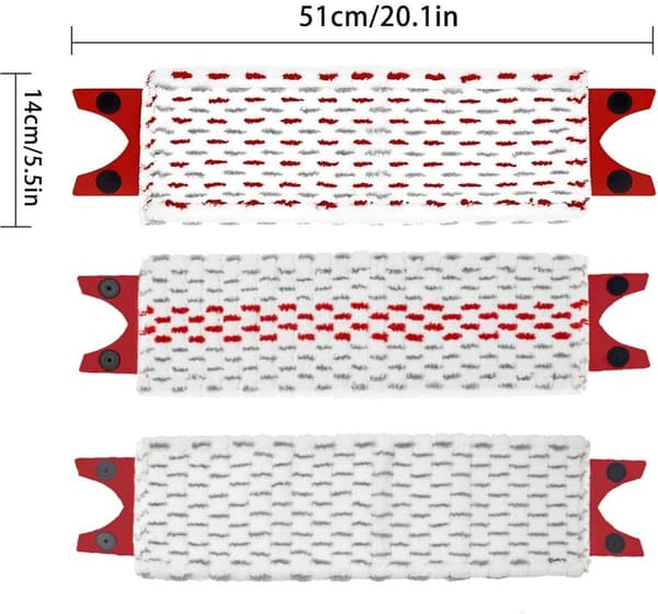 Mikrofibermoppputer, 5-pakning vaskbare erstatningstrekk kompatible med Vileda Ultramax XL, for harde gulv, 51 x 14 cm