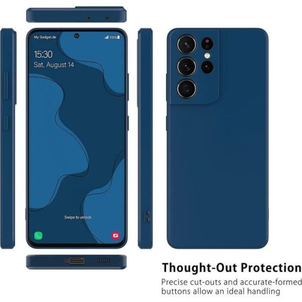 CQBB Silikonskal Kompatibelt med Samsung S21 Ultra Skydd Stötsäkert Ultra Slim Marinblå