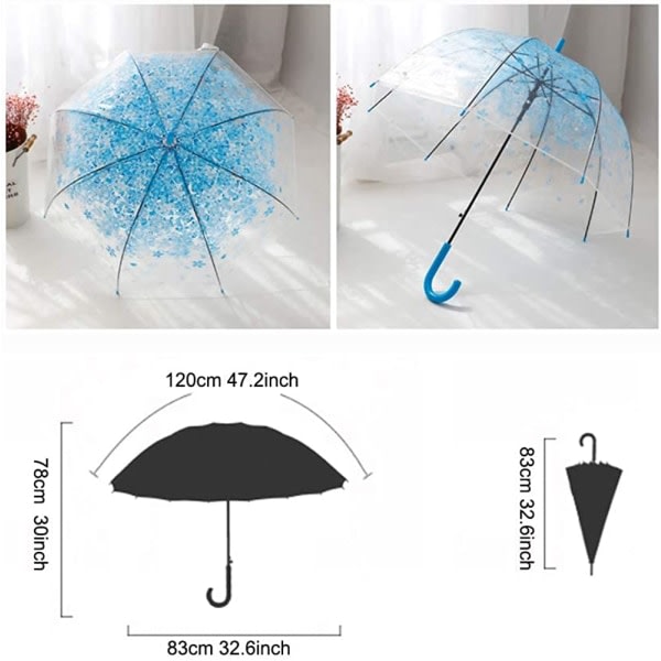 CDQ Transparent paraplykupol, finder let (blå)