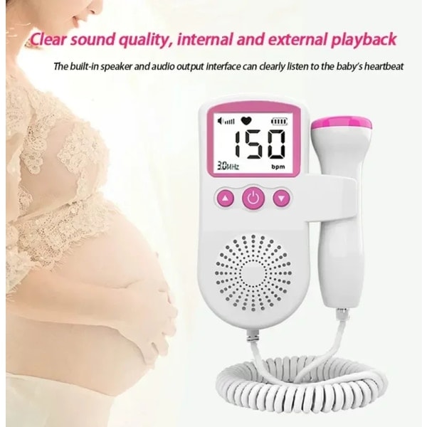 Hemma Fetal Doppler, Baby Pocket Hjärtfrekvens Doppler Hjärtmonitor för Graviditet och Test Klar Grön