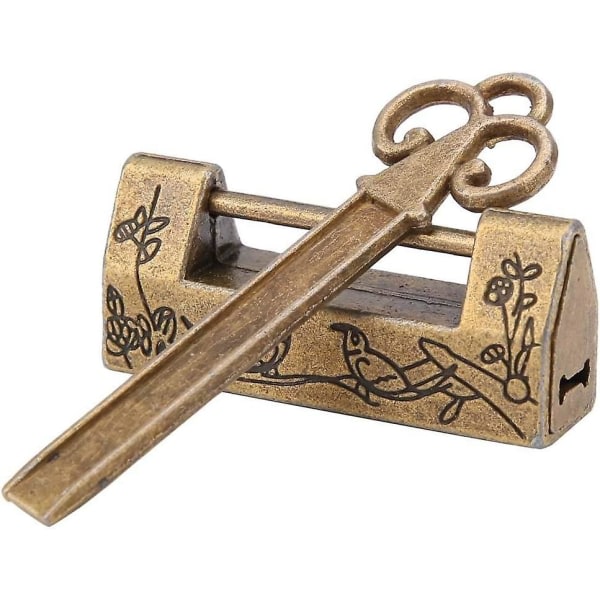 Kinesiskt vintage hänglås Kinesiskt traditionellt hänglås med blommor Mininyckel, kinesisk stil (brons)