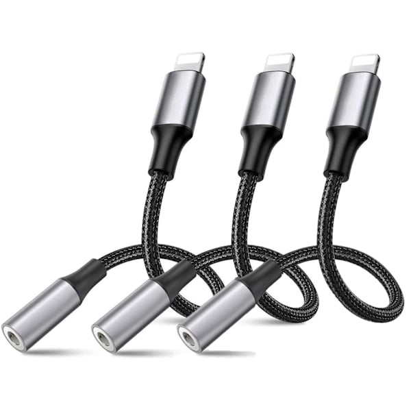 3-pack Lightning till 3,5 mm-adapter för hörlurar AUX Bästsäljar White 3pack 3.5 mm