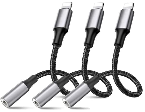 3-pak Lyn til 3,5 mm adapter til hovedtelefoner AUX bedst sælgende hvid 3pak 3,5 mm