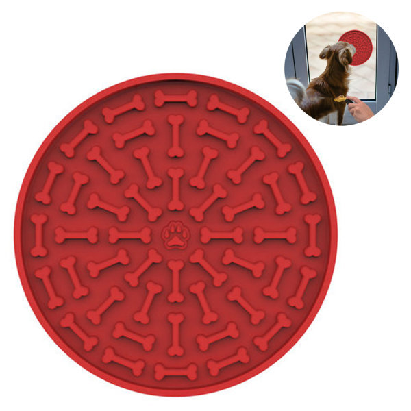 Koira hidasti vapauttavat tyynyt Hund Slick Pads Jordnötssmör Slick Pads lemmikkieläinten kylpyyn, trimmaukseen ja koiran koulutukseen - Punainen