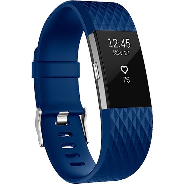 Kellon ranneke - Fitbit Charge 2 - Timantti - Silikoni - Tummansininen - Koko L