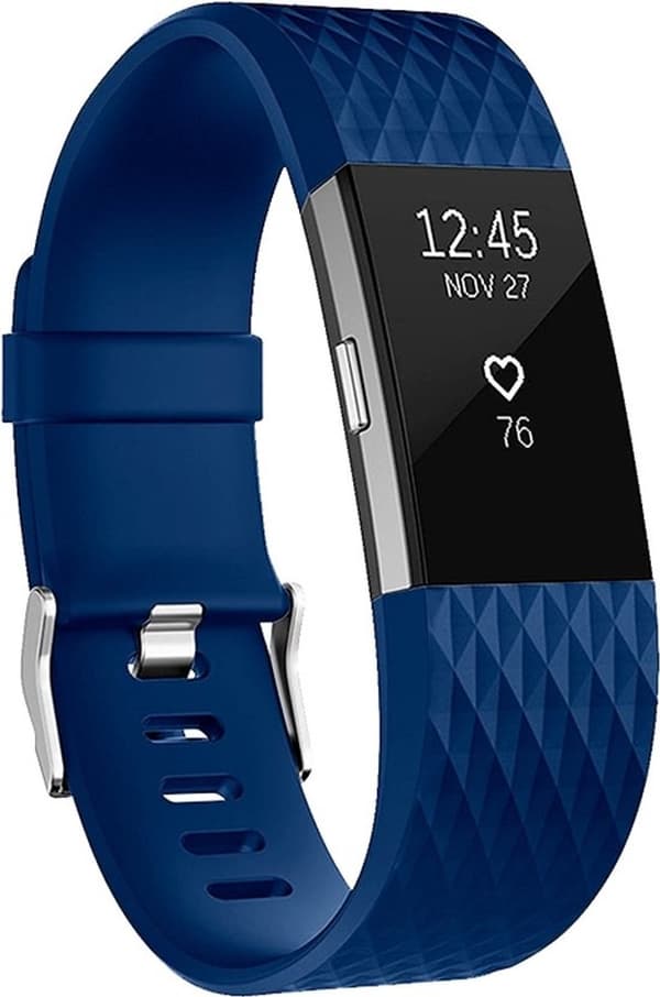Urrem - Fitbit Charge 2 - Diamant - Silikone - Mørkeblå - Størrelse L