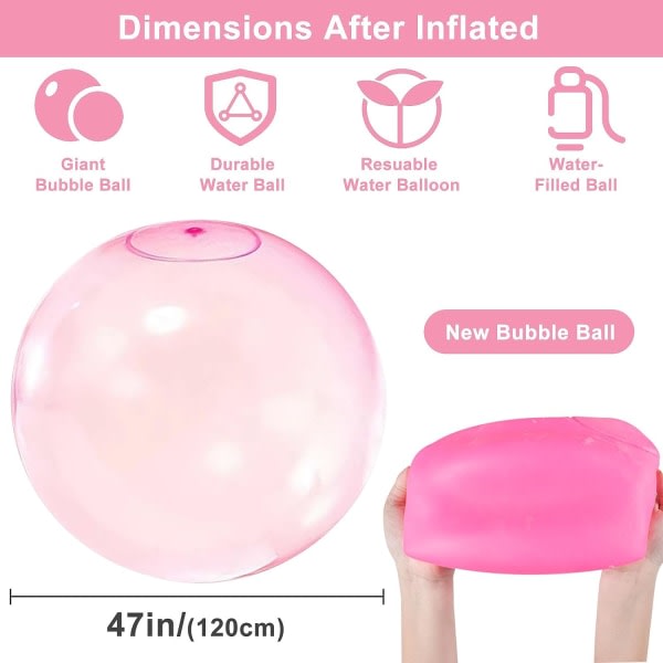CDQ 120 cm Uppblåsbar Bubble Water Ball, Interaktiv Vattenboll, Jättebubblor Bollar, Uppblåsbar Ballong Gummiball för