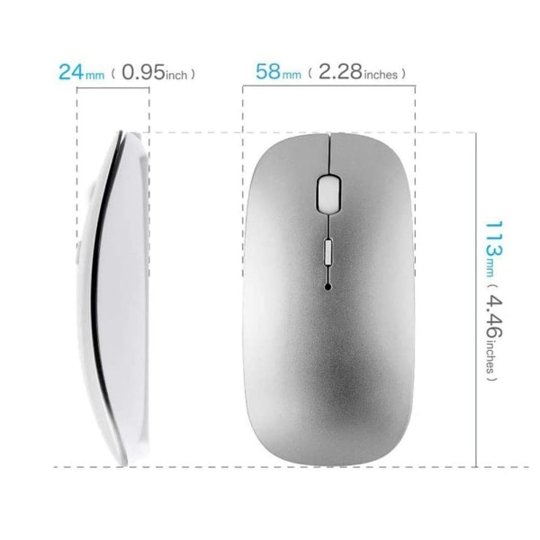 Bluetooth-mus for bærbar PC/iPad/iPhone/Mac (iOS 13.1.2 og senere)——space silver