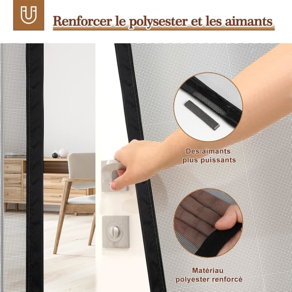 FÖRTYCKAD Myggenet Magnetisk Dør 80x220cm Meget Tæt Mesh Myggenet Magnetisk Dør Fluegardin Insektmiddel, Sort