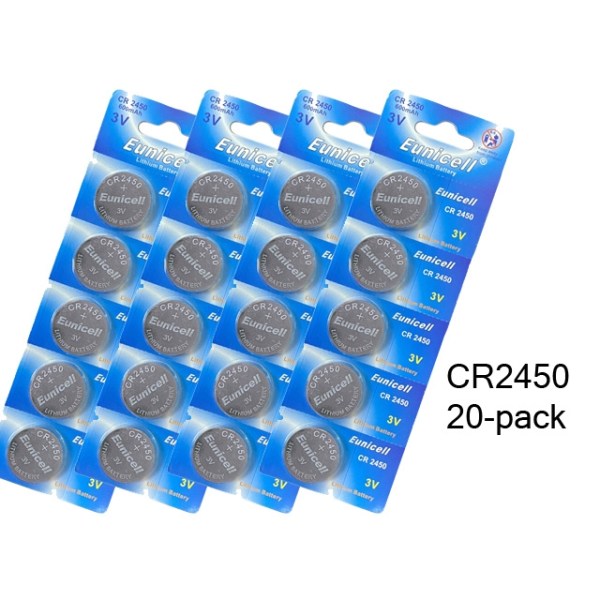 CR2450 20-pack Lithium batteri CR 2450 3V Eunicell batterier