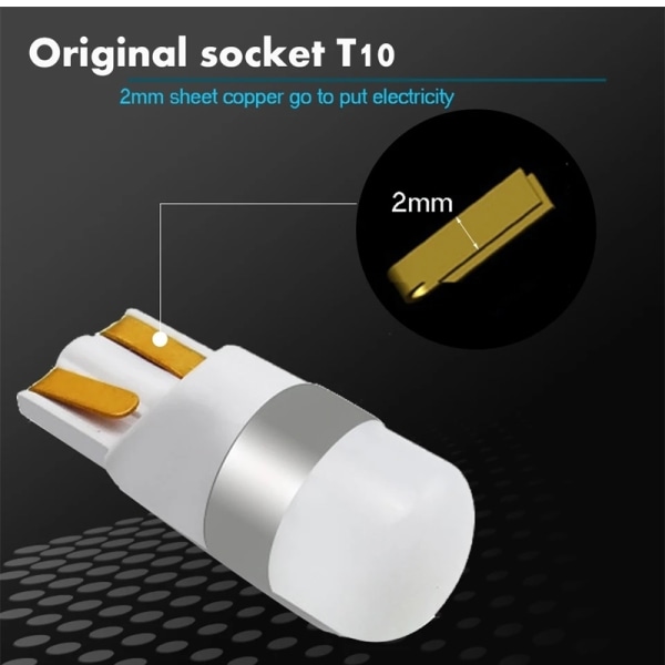 t10 w5w vita 6000k 10-pack Led lampor med 1st 3030smd chip 194 White Vit 6000k 10-pack