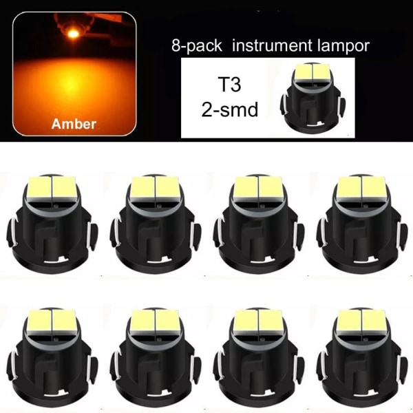 T3 gul 8-pack Neo Wedge med 2x2016smd instrument belysning Orange Gul-Orange 8-pack