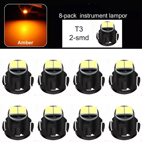 T3 gul 8-pack Neo Wedge med 2x2016smd instrument belysning Orange Gul-Orange 8-pack