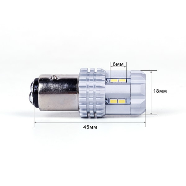 Bay15d  p21/5w 1157 Led med 12st 3020smd chip 6000K 2-pack Silvergrå