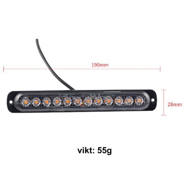 190mm blixtljus markeringsljus orange 2-pack 12-24v led strobe Orange