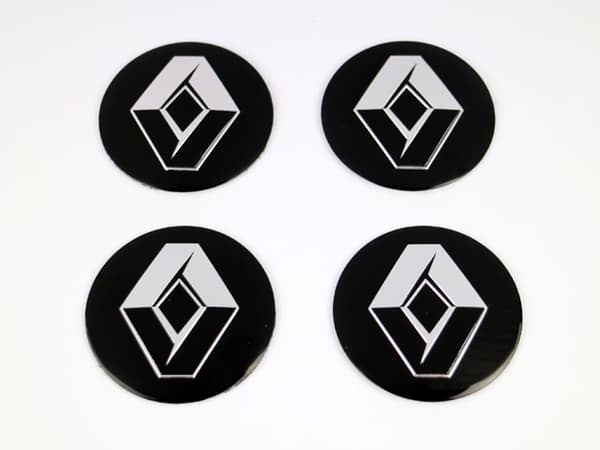 Renault svart/silver emblem till centrumkåpor hjulnavsskydd, fälg 4-pack styling