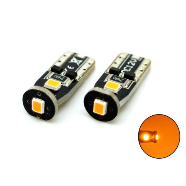 T10 w5w Canbus Gul 2-pack Led lampor med 3st 2835smd chip Gul