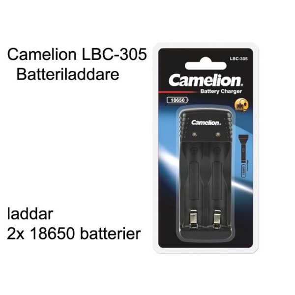 Camelion 18650 batteriladdare för batteri 2x 18650 LBC 305 Svart
