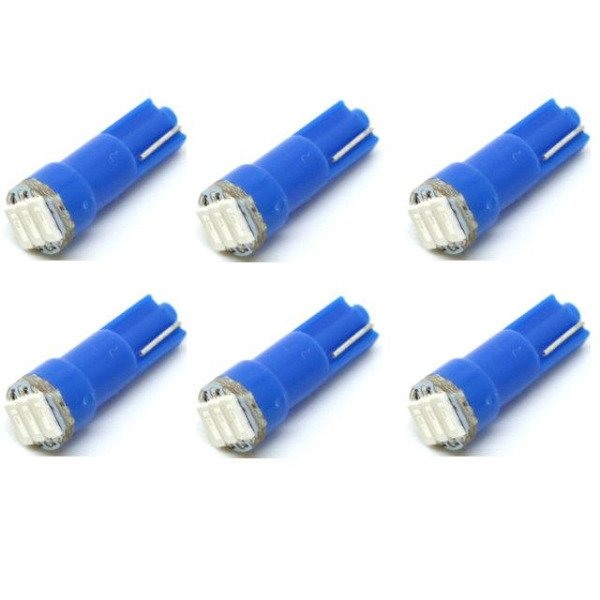 T5 blå 6-pack Led med 4014SMD chip W2x4.6d W2.1.x4.9d W1.2W W2.3W Blue Blåa 6-pack