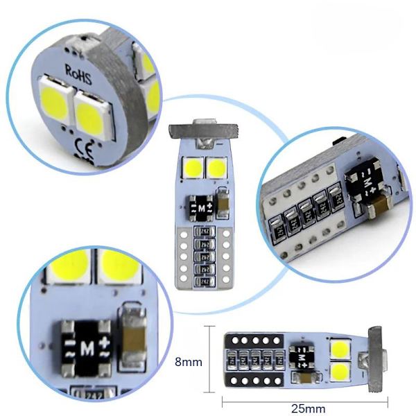T10 w5w Canbus Led lampor m. 6st 2835SMD chip 2-pack