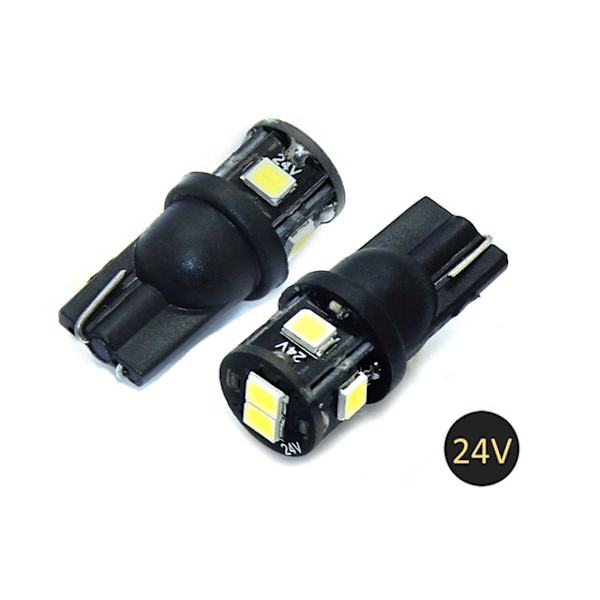 T10 w5w 24V, LED med 6st 2835SMD 6000k chip, 24 volt, 2-pack