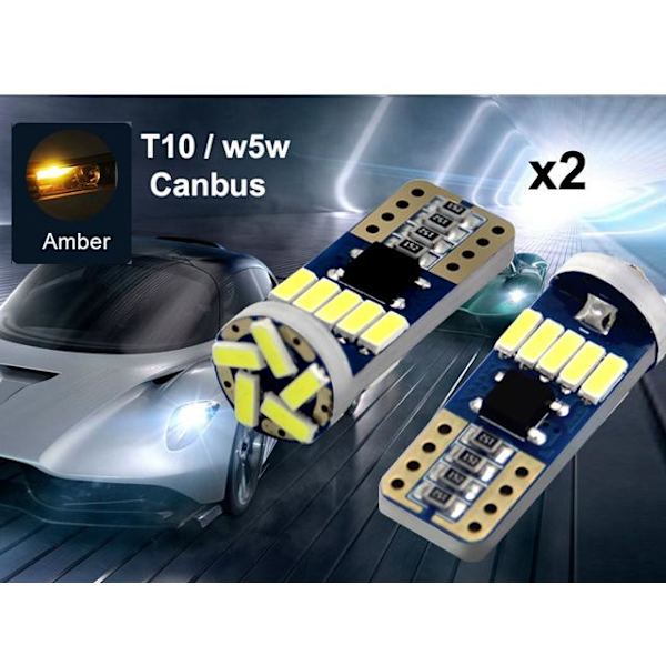 T10 w5w Canbus Gul 2-pack Led lampor med 15st 4014smd chip Orange