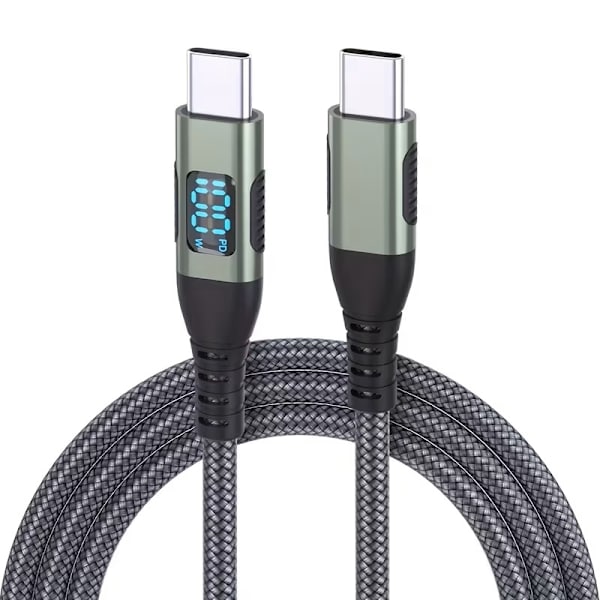 Snabbladdningskabel 3meter PD 100w Type C med display Silver