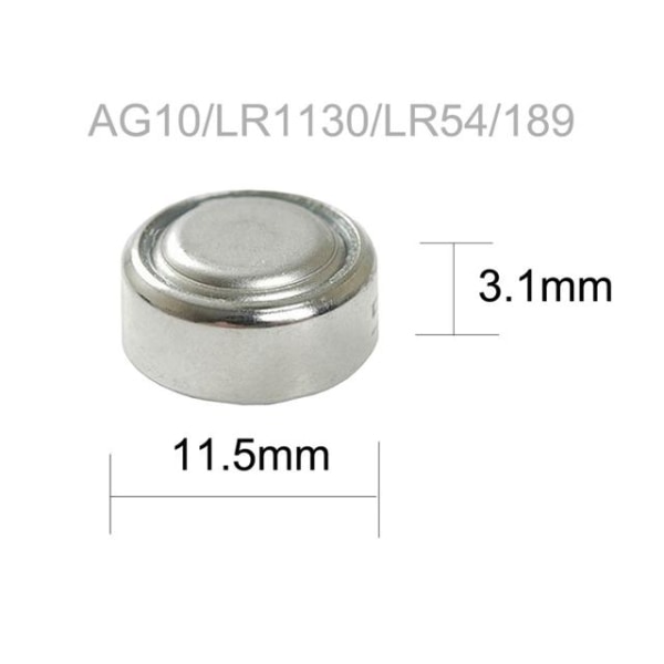 10-pack AG10 LR1130 389 390 LR54 sr1130sw v390 v389 89A batteri Metall utseende