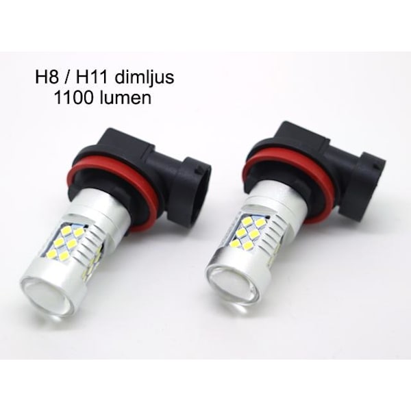 Dimljus H8 H11 Led lampor 6000K 1100 lumen 12v Silvergrå