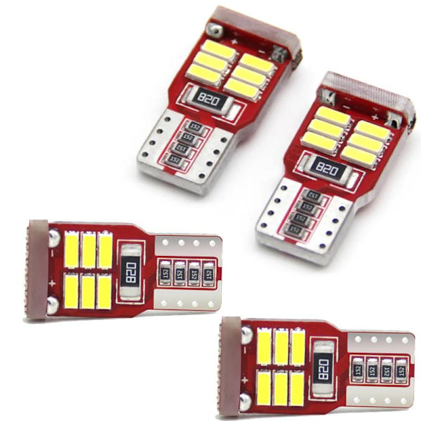 T10 w5w Canbus Vita 4-pack Led lampor m. 18st 4014smd chip Röd
