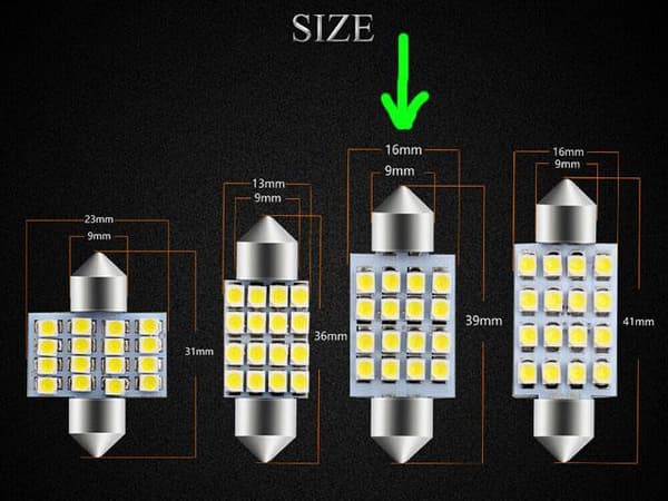 Diodlampor 39mm 6000k vit 4-pack led 2835SMD C5W SV8.5 Vit