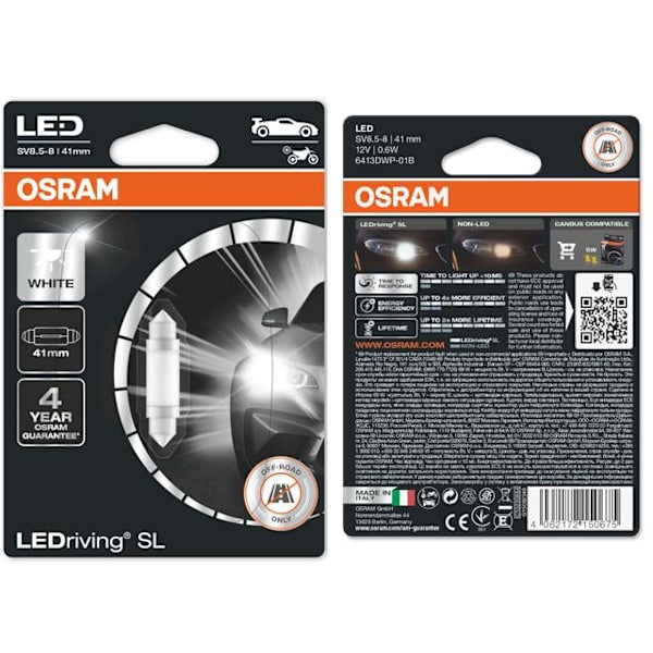 Osram c5w 41mm Led 6000K 1-pack spollampa festoon sv8,5-8 c10w Vit
