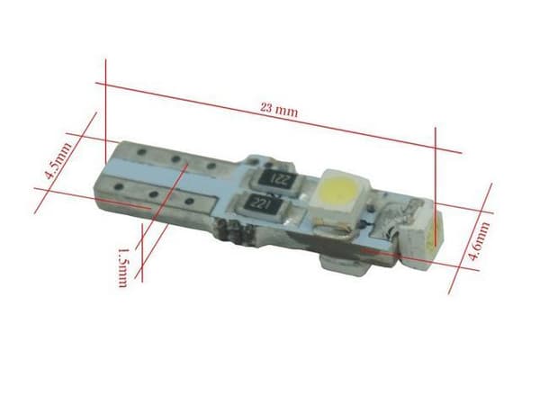 T5 LED 8-pack vit 1210SMD W2x4.6d W2.1.x4.9d W1.2W W2.3W Vit