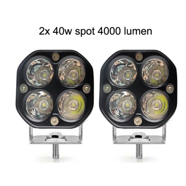 2x Led 40w mini Spot  12 - 24V arbetsljus till tex fyrhjuling Svart