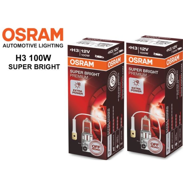 Osram 100w H3 SUPER BRIGHT halogen premium lampor 12v DC PK22s Metall utseende