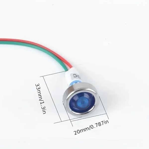 10mm 5 olika diodlampor för infällning panel varningslampor indikatorlampor 12v multifärg
