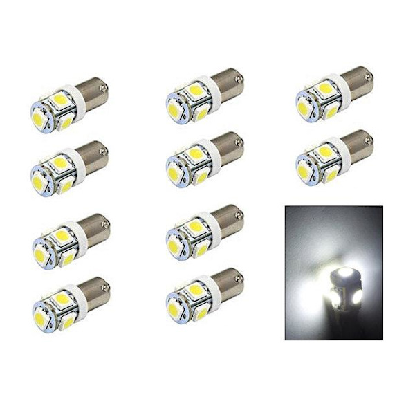 BA9S 10-pack 10000k Led med 5st SMD5050 chip T4W styling Silvergrå