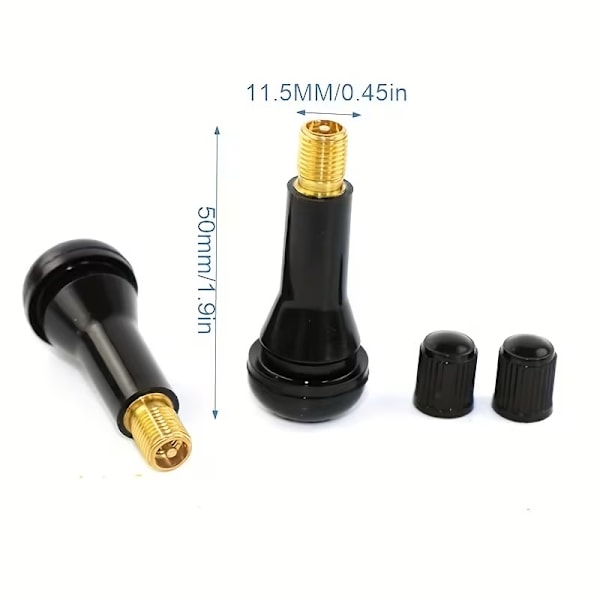 Däckventil för stålfälg 10-pack TR413 43mm däckventiler inkl. ventilhattar