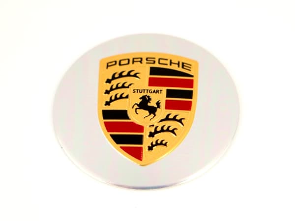 Porsche silver botten emblem till centrumkåpor hjulnavsskydd fälg 4-pack styling