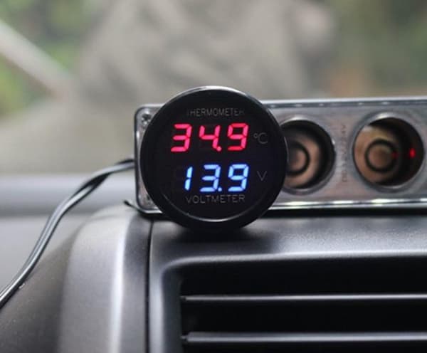 Voltmätare + Temp 4-30v DC bil båt husbil husvagn Svart