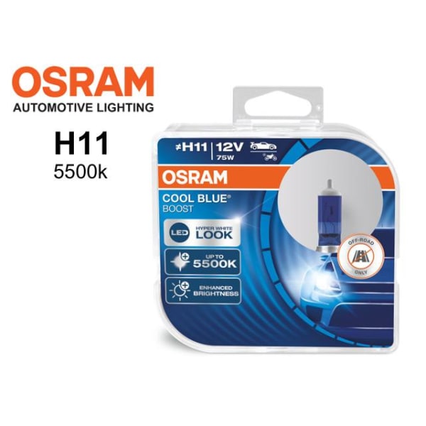 Osram H11 COOL BLUE BOOST 5500k halogen lampor 12v DC PGJ19-2 Metall utseende