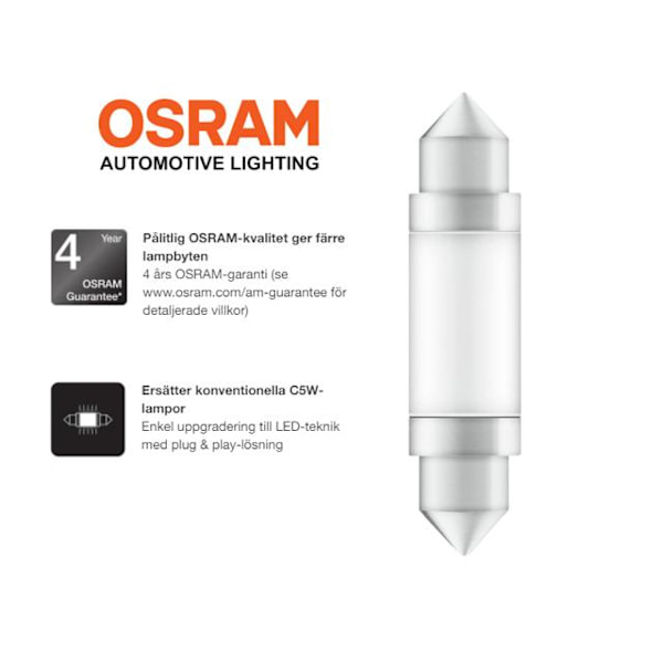Osram c5w 41mm Led 6000K 1-pack spollampa festoon sv8,5-8 c10w Vit