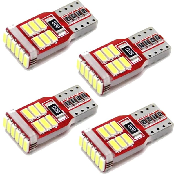 T10 w5w Canbus Vita 4-pack Led lampor m. 18st 4014smd chip Röd