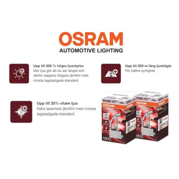 Osram D3S 35W 4300k +200% NIGHT BREAKER NEXT GEN. 2-pack Duo Metall utseende
